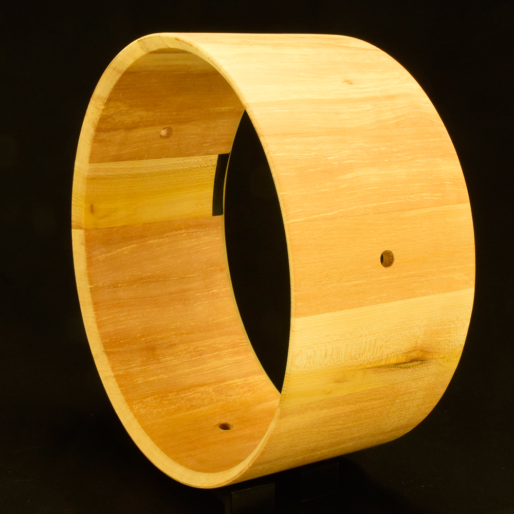 snare drum shell made from Alder wood staves