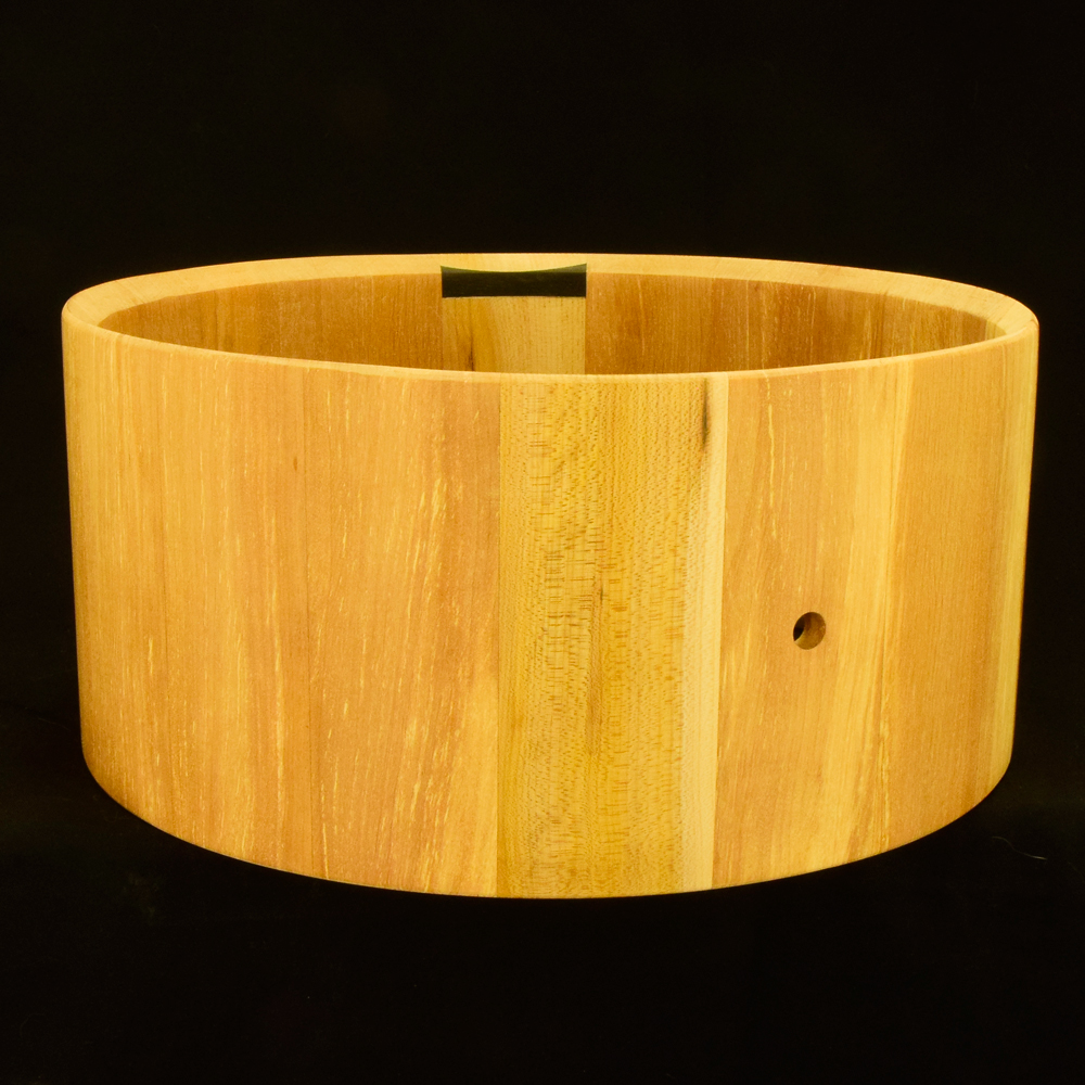 snare drum shell made from Alder wood staves