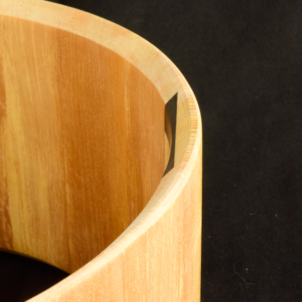 snare drum shell made from Alder wood staves