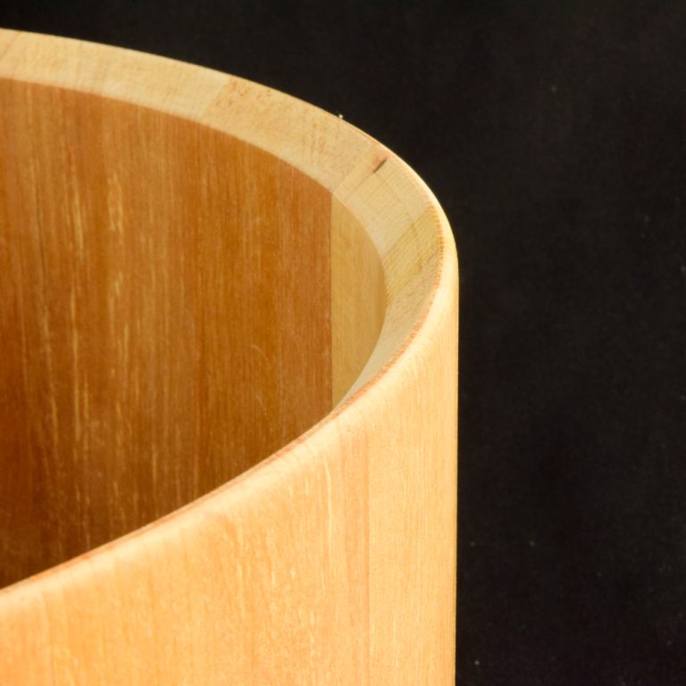 snare drum shell made from Alder wood staves
