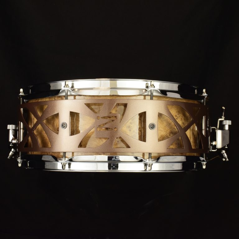 free-floating snare drums Burl Oak stave-shell