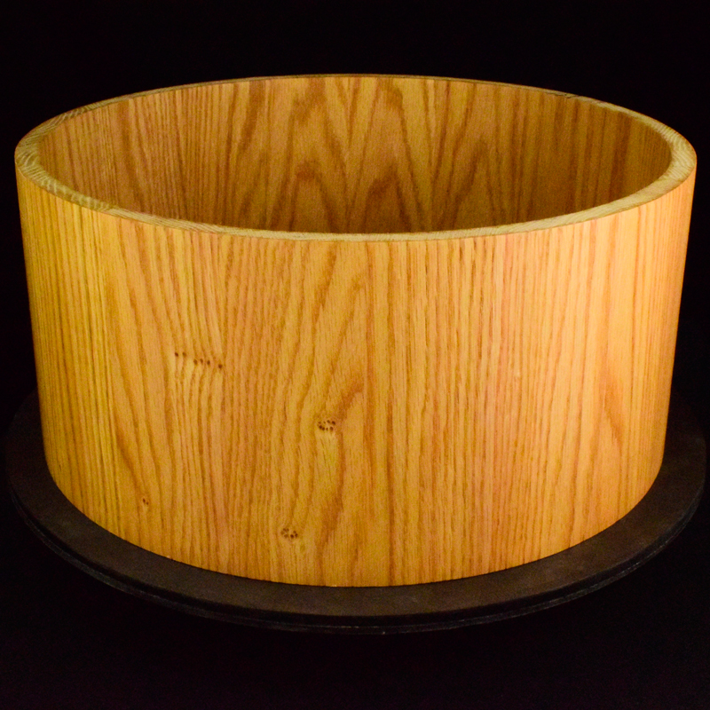 snare drum shell made from red oak wood staves