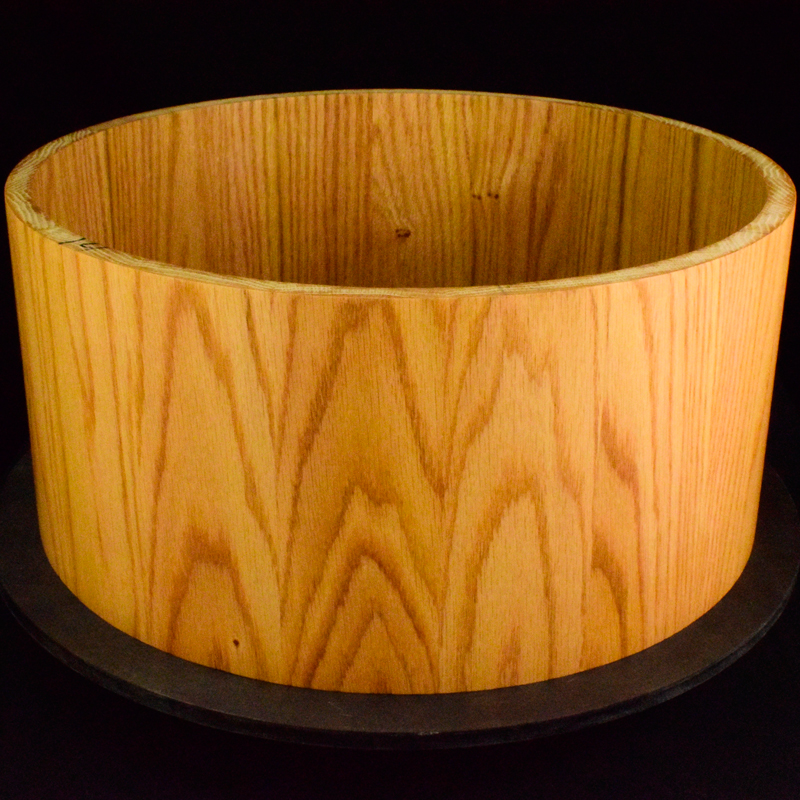 snare drum shell made from red oak wood staves