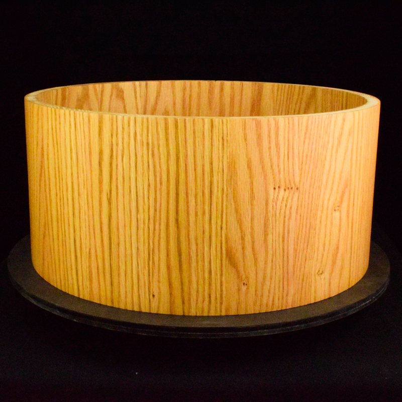 snare drum shell made from red oak wood staves