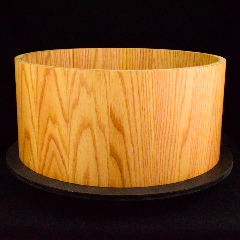 snare drum shell made from red oak wood staves