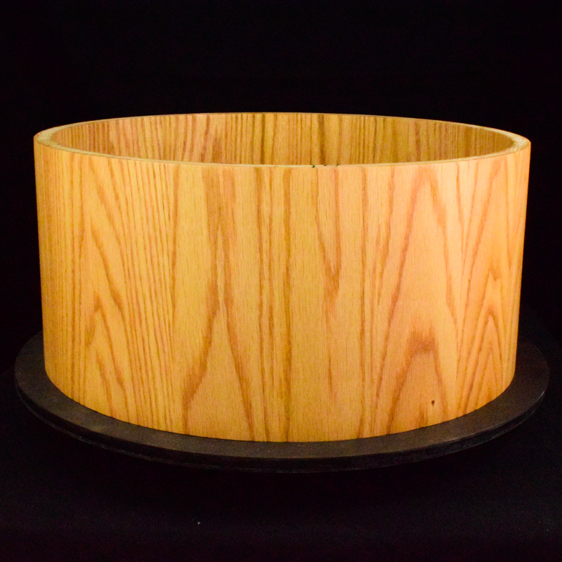 snare drum shell made from red oak wood staves