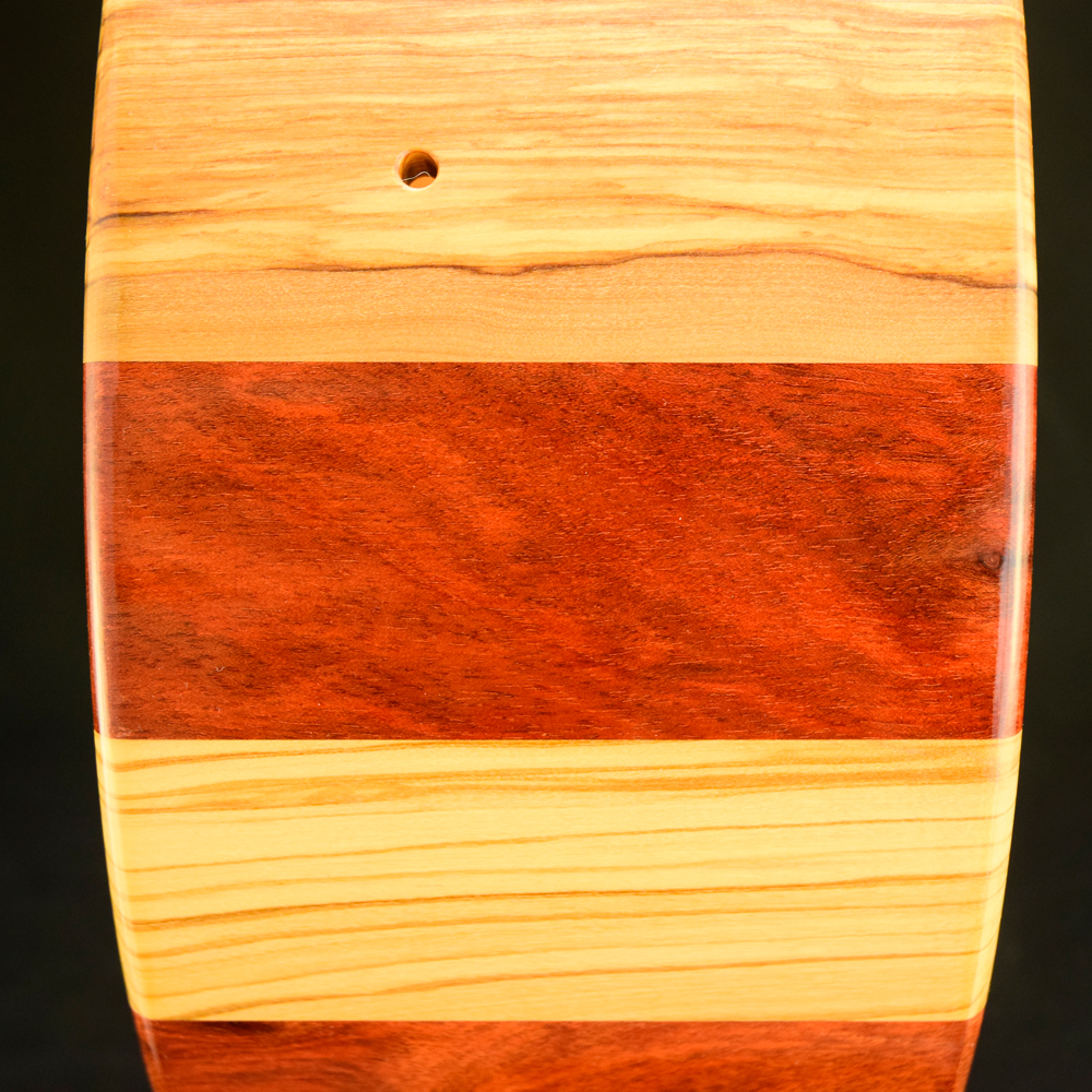 Olivewood, mahogany and bloodwood stave shell 14x6 inches