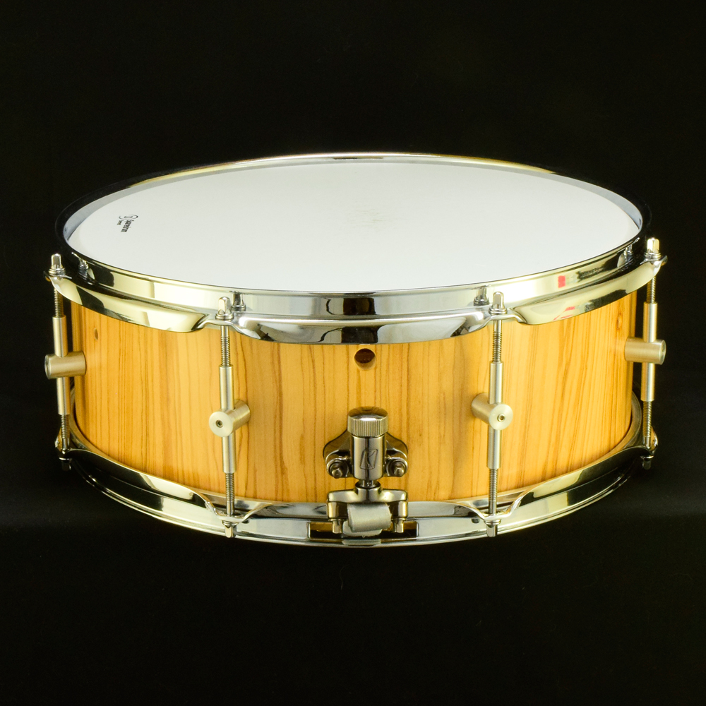 Olivewood snare with free-floating tube lugs