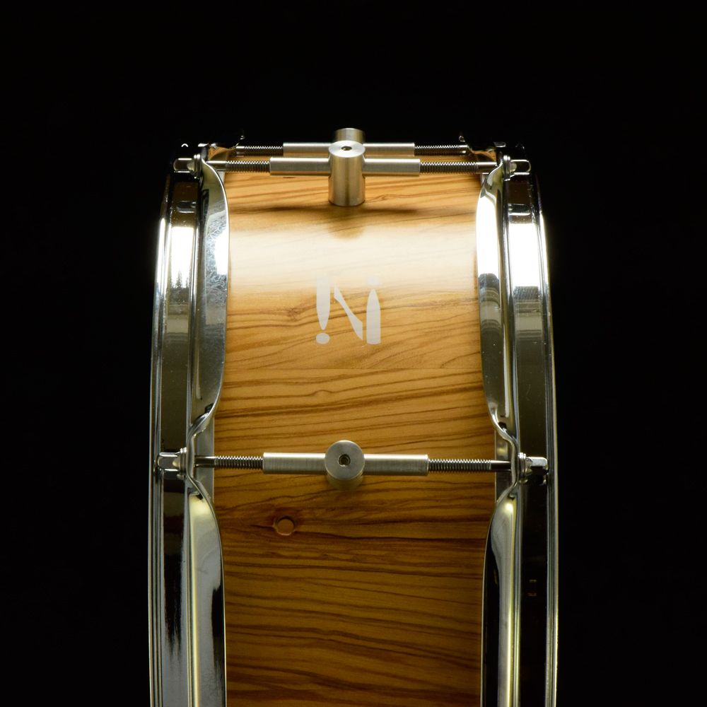 Olivewood snare with free-floating tube lugs