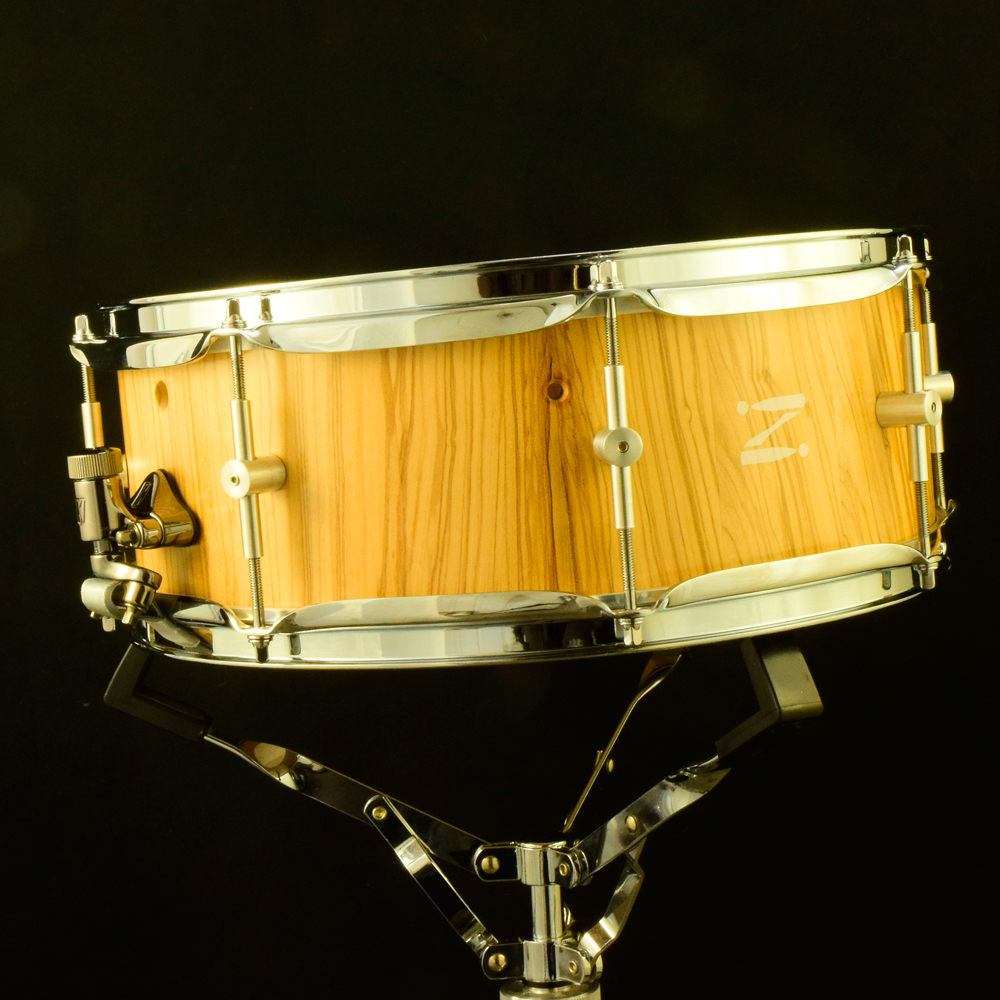 Olivewood snare with free-floating tube lugs