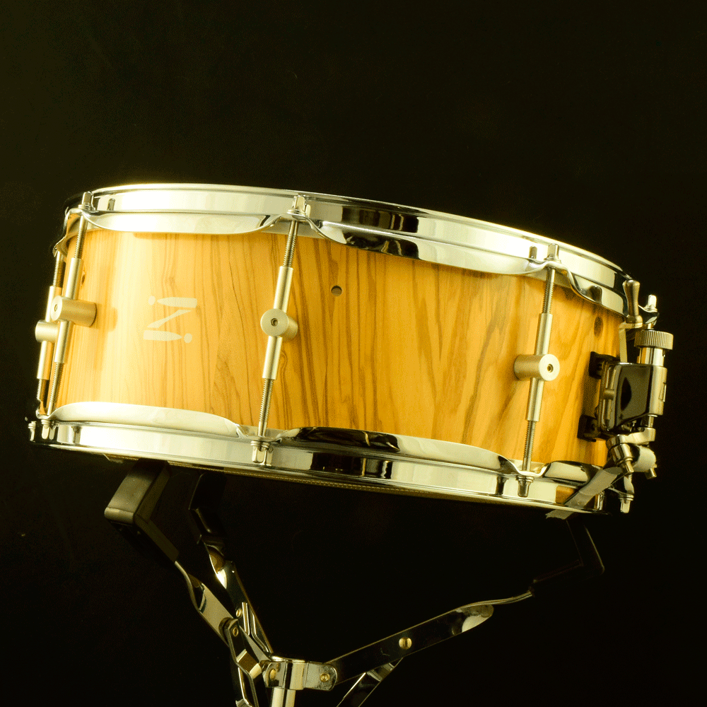 Olivewood snare with free-floating tube lugs